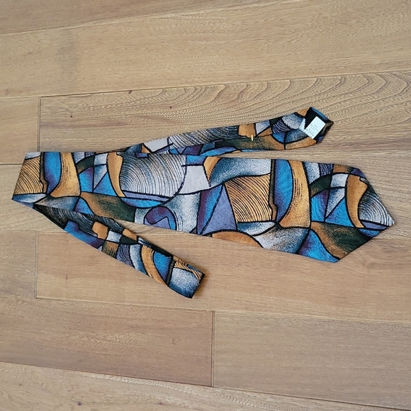 Vintage Oscar de la Renta 100% silk Abstract Tie 55.5" long - Picture 1 of 5